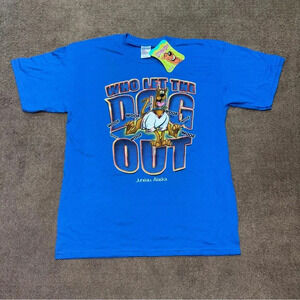 BRAND NEW SCOOBY DOO “WHO LET THE DOG OUT” VINTAGE SHORT SLEEVE BLUE shirt